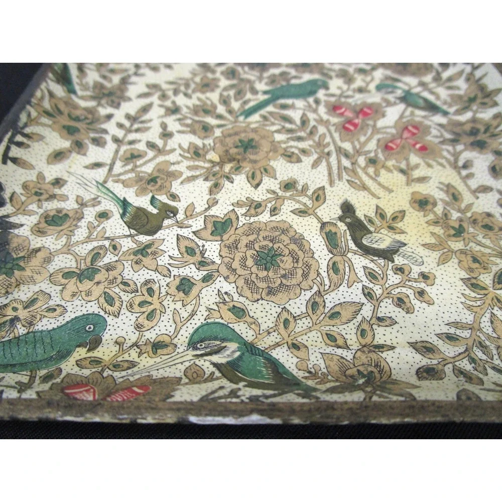 Vintage Set of 2 Paper Mache Alfred E Knobler Snack Tray Alcohol Proof Japan
